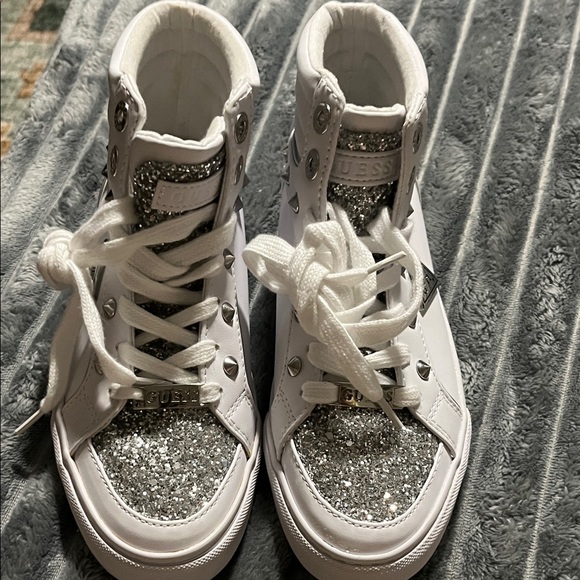 Guess White and Silver High-Top Sneakers - Picture 8 of 8